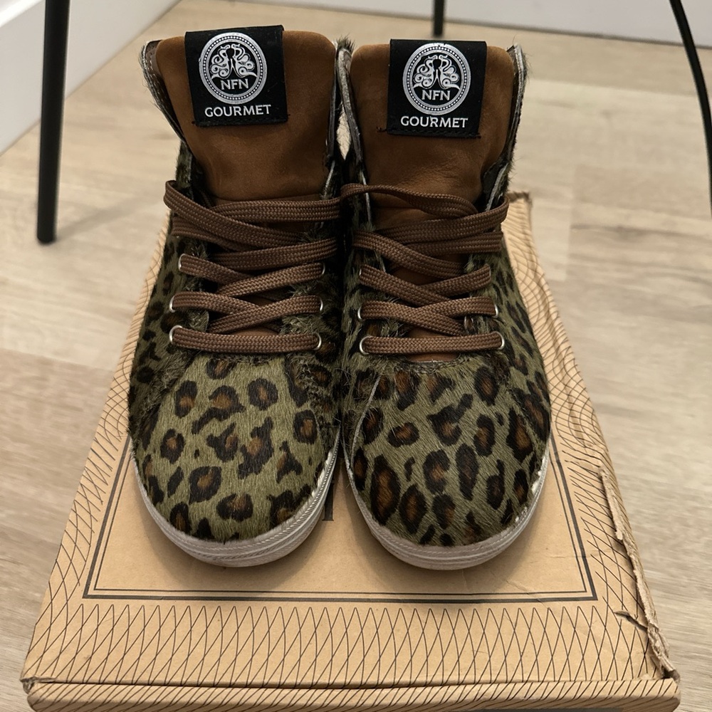 Leopard Print High-Top Sneakers